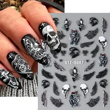 1 Лист гелевых наклеек для ногтей, 5D Наклейки для ногтей на Хэллоуин, Темный глаз Дьявола, Небесное крыло, потрясающие наклейки для ногтей, наклеиваемые на ногти, принадлежности для ногтей