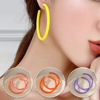1 пара круглых сережек, модные украшения в виде кругов, популярные аксессуары, акриловые украшения для ушей, женские