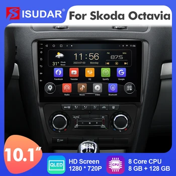 10,1-дюймовый автомобильный радиоприемник Isudar Android 12 для Skoda Octavia A5 2007-2009 Carplay Auto Stereo GPS Без 2din