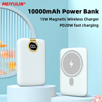 10000 мАч Магнитный Беспроводной Power Bank Портативный 22,5 Вт USB C PD20W Быстрая Зарядка Внешнего Аккумулятора Powerbank для iPhone 14 Samsung