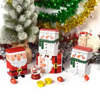 10шт Декоративных подарочных коробок Праздничные подарочные коробки для конфет и драже Снеговик Санта Клаус Набор шоколадных конфет для новогодней вечеринки