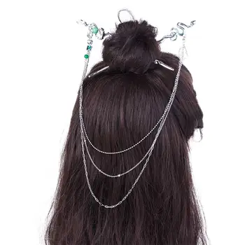 1Шт Ретро Элегантная Вилка для волос в китайском стиле, Женская Девушка, кисточка из горного хрусталя, Двойная заколка HanFu Y2K для нерегулярного плетения, Инструмент для укладки