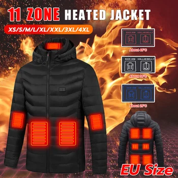 2023 NWE 11 Мест, куртки с подогревом, мужские зимние теплые USB-смарт-термостат, одежда с капюшоном и подогревом, водонепроницаемые теплые куртки