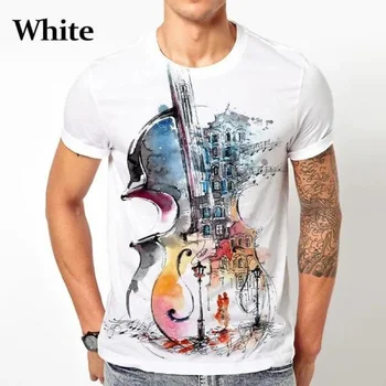 2023 Летняя Мужская/женская модная скрипка с 3D принтом, Винтажная футболка с коротким рукавом