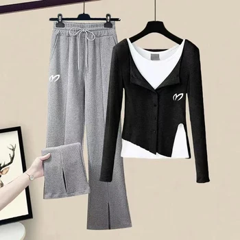 2023 Новый женский Повседневный комплект для гольфа, Модные Спортивные брюки + Два предмета одежды, Корейский дизайн, Женский комплект для гольфа из 3 предметов