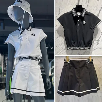 2023 Новый оригинальный Корейский женский костюм для гольфа, Быстросохнущая повседневная футболка с короткими рукавами, универсальная плиссированная юбка для гольфа