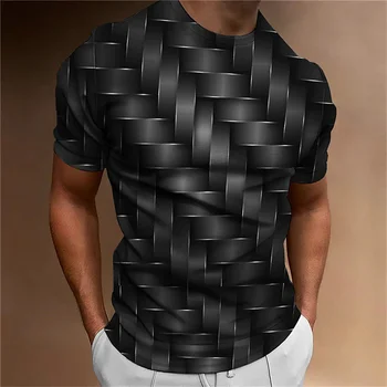 2023 Простая мужская футболка с геометрическим рисунком, мужской топ с 3D-принтом, повседневная одежда, Свободная футболка оверсайз, ретро-толстовка