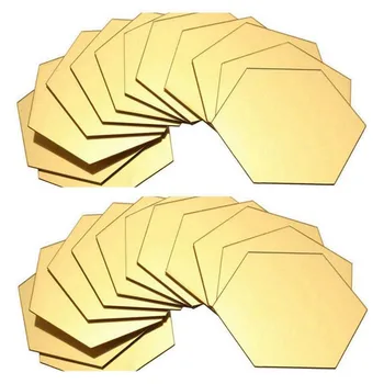 24 Шт DIY 3D Зеркальная Шестиугольная Наклейка Художественная Наклейка На Стену Home Decor Съемный Золотой