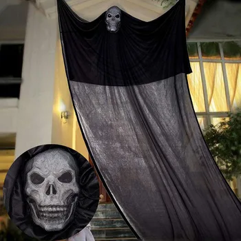 3 м Гигантский череп ужаса, марлевый фон, украшения на Хэллоуин для дома, вечеринка на Хэллоуин, бар, Дом с привидениями, Фоновое украшение