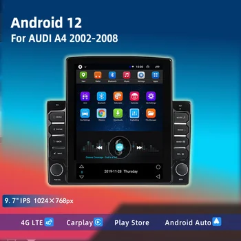 9,7-дюймовый автомобильный Android-плеер для Audi A4 2002-2008, экран Carplay, стиль Тесла, Вертикальное Мультимедийное Видео, радио, GPS, Стерео головное устройство
