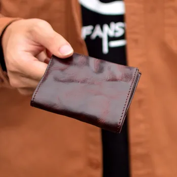 AETOO Wallet fold мужской короткий кожаный бумажник с головным слоем из воловьей кожи, тонкий кожаный бумажник, Деловой горизонтальный кошелек, новинка 2023 года