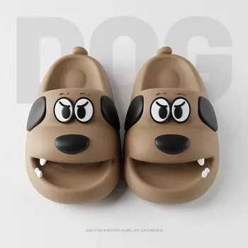 Feslishoet Catroon Dog Тапочки на толстой нескользящей подошве, горки для ванной комнаты, летняя удобная обувь в помещении и на улице