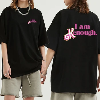 I Am Kenough Barbenheimer Ярко-Розовые футболки из 100% Хлопка, Мужские Летние Свободные Графические футболки, Повседневная одежда С круглым вырезом