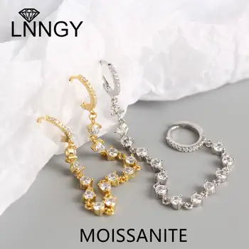 Lnngy Серьги-капли из муассанита стерлингового серебра 925 пробы для женщин с двумя отверстиями для ушей, висячие серьги-цепочки с кисточками, Изысканные украшения на каждый день