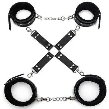 SM Реквизит, связывающий крест, наручники для ног, Забавный набор секс-игрушек, Альтернативные товары для взрослых на кровати