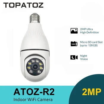 TOPATOZ 1080P HD E27 Лампа Камера Домашнее Полноцветное Ночное Видение Обнаружение Движения Беспроводная WiFi IP Камера Безопасности PTZ Cam