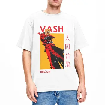 Trigun Stampede Merchandise Shirt Мужчины Женщины Японское Аниме Потрясающая футболка из чистого хлопка с круглым вырезом и коротким рукавом Плюс Размер ткани