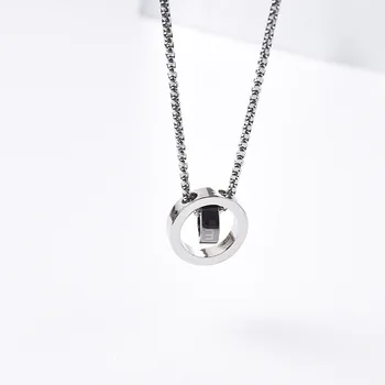 WANGAIYAO2023 Простые ювелирные изделия из титановой стали LOVE double circle couple necklace ins индивидуальность хип-хоп подвеска с двойным кольцом для m