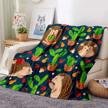 Аниме Одеяло Ежик Фланелевое Мягкое теплое одеяло с мультяшными принтами животных для кровати, дивана, диванного одеяла King Queen Size, легкого веса