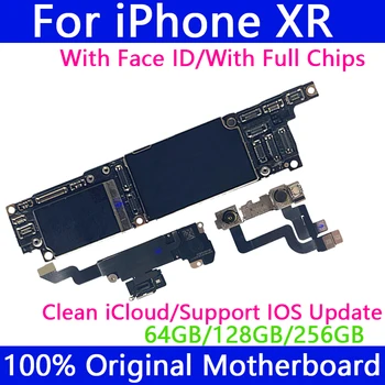 Бесплатная материнская плата iCloud для iPhone XR с идентификатором лица/БЕЗ него, 100% Оригинальная разблокированная логическая плата с полным набором чипов, системная плата IOS