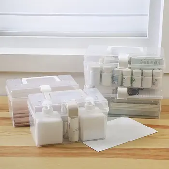Бытовой прозрачный ящик для хранения Настольный пластиковый органайзер Портативный ящик для хранения Пылезащитный Герметичный ящик большой емкости