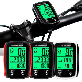 Велокомпьютер Проводной Велосипедный Одометр Спидометр ЖК-сенсорный экран Цифровой секундомер Аксессуары для велоспорта Счетчик скорости MTB велосипеда