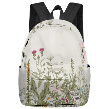 Винтажные женские и мужские рюкзаки с травами и цветами, Водонепроницаемый школьный рюкзак для студентов, мальчиков и девочек, набор для ноутбука, Mochilas