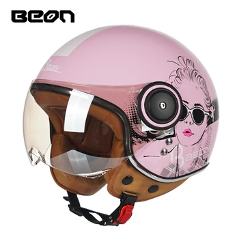 Винтажный мотоциклетный шлем BEON Retro с открытым лицом 3/4, Chopper Capacete De Moto, одобренный ЕЭК