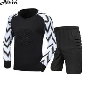 Детская одежда футбольного вратаря для мальчиков, Форма для тренировок по футболу, баскетболу, Топ с мягкой подкладкой с длинным рукавом и шорты, Спортивная одежда