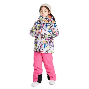 Детский ветрозащитный, водонепроницаемый и теплый лыжный костюм для девочек из двухслойного шпона