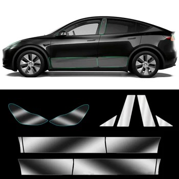 Для Tesla Model3/Y 2017-2023 Передняя дверь Задняя дверь Расширенная защитная пленка Невидимая автомобильная одежда PPF лампа Комплект пленок для украшения