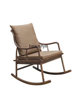 Домашнее кресло-качалка из черного ореха в китайском стиле, кресло для отдыха в гостиной из массива дерева, диван для обеденного перерыва