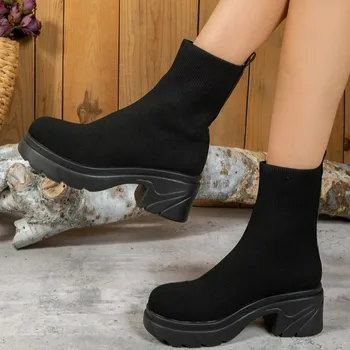 Женские ботинки больших размеров, дизайнерская брендовая Роскошная женская обувь 2023, ботильоны на платформе, Женская обувь на высоком каблуке, Пикантные ботильоны, мода