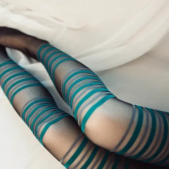 женские Весенне-летние тонкие модные колготки Шелковые носки в зеленую полоску, сексуальная прозрачная сетка, искушение, прозрачные колготки, чулки