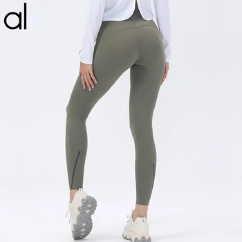Женские штаны для йоги с логотипом Al Yoga, матовые, с высокой талией, без линии стеснения, облегающие Эластичные брюки длиной до щиколоток, бесшовные L