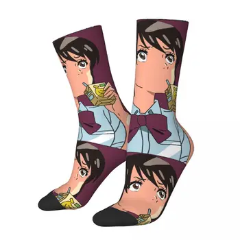 Забавные счастливые мужские носки Mitsuha, Винтажные Harajuku, Ваше имя, Аниме, хип-хоп, новинка, Повседневная команда, Сумасшедший носок, Подарок с принтом
