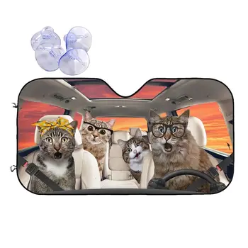 Забавный кот за рулем Авто Солнцезащитный козырек на лобовое стекло Домашняя кошка Складной солнцезащитный козырек для автомобиля грузовика внедорожника, чтобы защитить вас