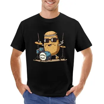 Забавный любитель Картофеля, Мальчик-барабанщик, Футболка с картошкой Фри, футболки оверсайз, футболки с графическими тройниками, Блузка, мужские однотонные футболки