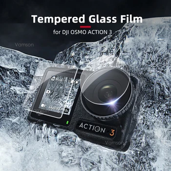 Защитная пленка из закаленного стекла Vamson, устойчивая к царапинам, для DJI Osmo Action 3, 4 Аксессуары, защитная пленка