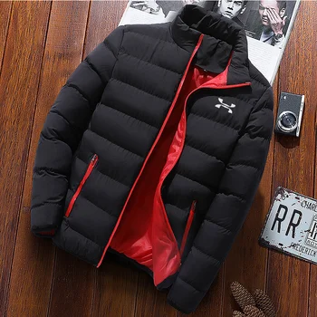 Зимняя куртка, мужской теплый пуховик с воротником-стойкой, уличная модная повседневная брендовая верхняя мужская куртка-парка.