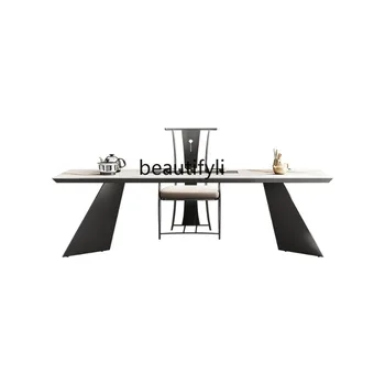 Итальянский минималистский чайный столик с каменной плитой Офисный стол для приготовления чая Современный Простой и легкий Роскошный набор Стол-стул