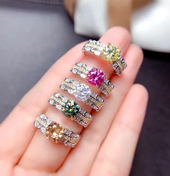 Кольцо с бриллиантом из имитации муассанита, Сердечки и стрелы, Розовое кольцо с сокровищами с Высокоуглеродистым бриллиантом.