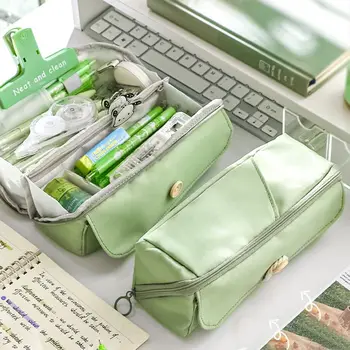 Коместическая сумка Многослойная сумка для карандашей Многофункциональная сумка для хранения карандашей большой емкости для настольного хранения в Корейском стиле