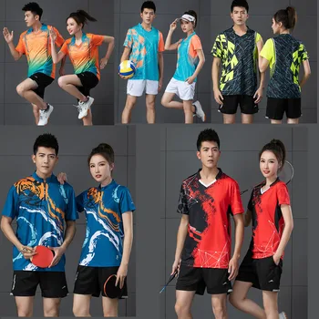 Комплект шорт для теннисной рубашки для Мужчин И Женщин, Теннисная одежда, Мужская Теннисная футболка, Детский костюм для Бадминтона, Мужские Волейбольные Майки