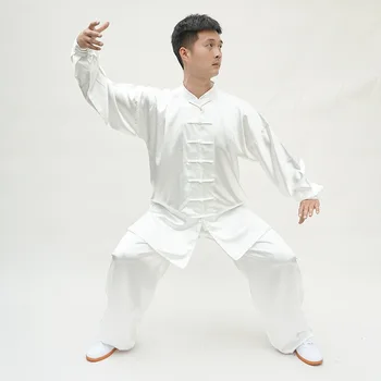 Костюмы УШИНЕ Тайцзи Традиционная китайская одежда Униформа Тайцзи С длинным рукавом из искусственного шелка Костюм для боевых искусств Кунг-фу