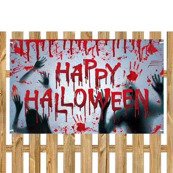 Кровавая ткань для фона Хэллоуина Кровавый отпечаток руки на Хэллоуин Отпечаток руки на ткани Отпечаток руки на фоне призрака Ткань расползается