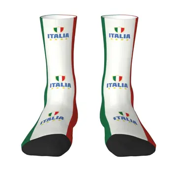 Крутые мужские носки с изображением флага Италии, дышащие теплые носки для экипажа с 3D-печатью