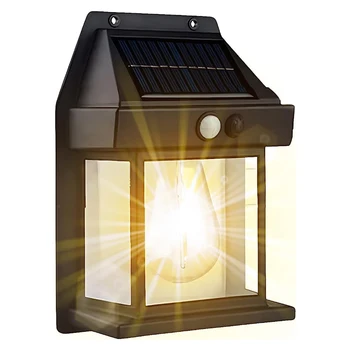 Лампа наружного солнечного освещения Водонепроницаемый настенный светильник с датчиком человека для домашней двери на заднем дворе