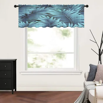 Листья пальмы Короткие прозрачные шторы для гостиной спальни Кухни тюлевые шторы для оформления окон