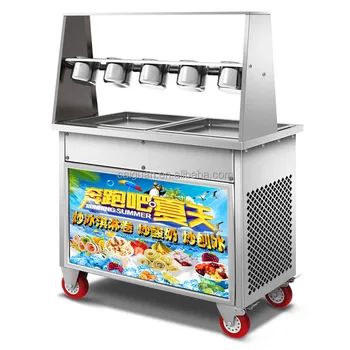 Машина для обжаривания льда на двойной сковороде, машина для приготовления жареного мороженого, рулет для мороженого